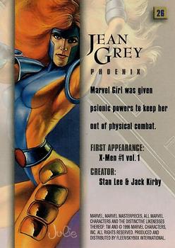 1996 Fleer/SkyBox Marvel Masterpieces #26 Jean Grey Back