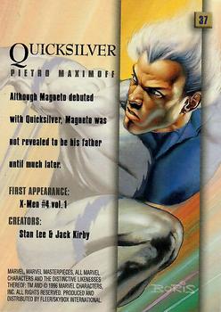 1996 Fleer/SkyBox Marvel Masterpieces #37 Quicksilver Back