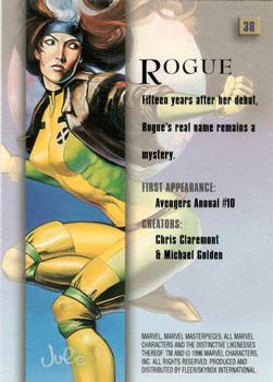 1996 Fleer/SkyBox Marvel Masterpieces #38 Rogue Back