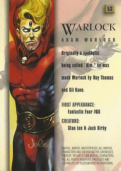 1996 Fleer/SkyBox Marvel Masterpieces #53 Warlock Back