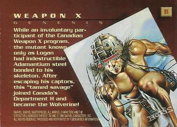1996 Fleer/SkyBox Marvel Masterpieces #91 Weapon X Back
