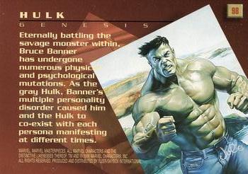 1996 Fleer/SkyBox Marvel Masterpieces #98 Hulk Back
