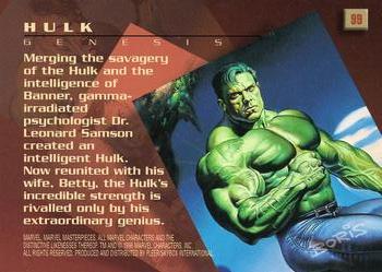 1996 Fleer/SkyBox Marvel Masterpieces #99 Hulk Back