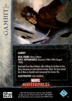 2007 SkyBox Marvel Masterpieces #31 Gambit Back