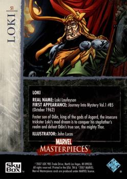 2007 SkyBox Marvel Masterpieces #51 Loki Back