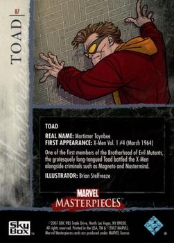 2007 SkyBox Marvel Masterpieces #87 Toad Back