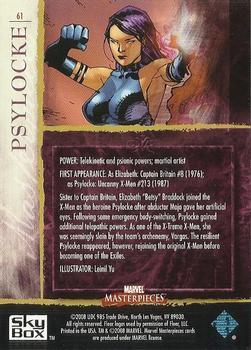 2008 Upper Deck Marvel Masterpieces Set 2 #61 Psylocke Back