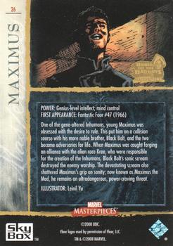 2008 Upper Deck Marvel Masterpieces 3 #26 Maximus Back