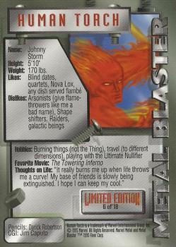 1995 Metal Marvel - Metal Blasters #6 Human Torch Back