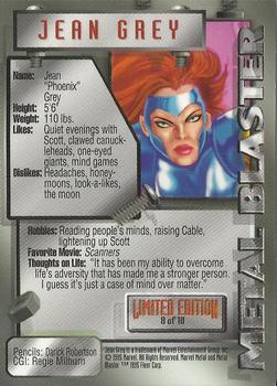 1995 Metal Marvel - Metal Blasters #8 Jean Grey Back