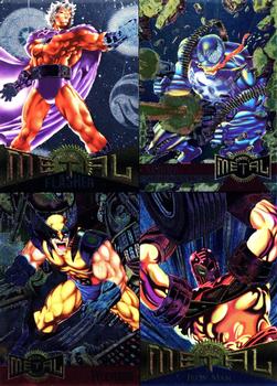1995 Metal Marvel - Promos #NNO (4-card panel (unperforated)) Magneto / Venom / Wolverine / Iron Man Front