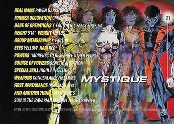 1996 Fleer/SkyBox Marvel Motion #21 Mystique Back