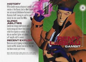 1996 Fleer/SkyBox Marvel Motion #30 Remy LeBeau - Gambit Back