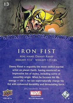 2012 Upper Deck Marvel Premier #13 Iron Fist Back