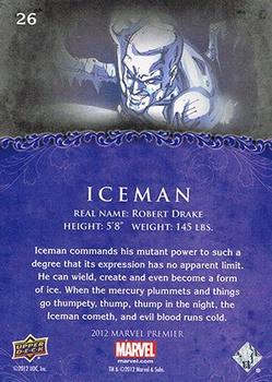 2012 Upper Deck Marvel Premier #26 Iceman Back