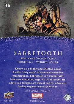 2012 Upper Deck Marvel Premier #46 Sabretooth Back