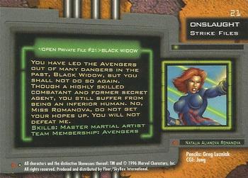 1996 Ultra Marvel Onslaught #21 Black Widow Back