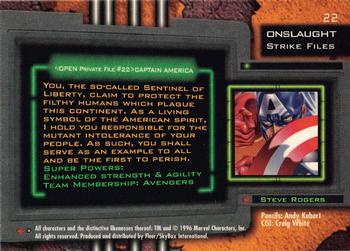 1996 Ultra Marvel Onslaught #22 Captain America Back