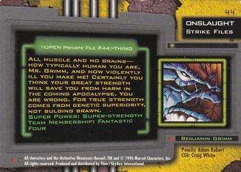 1996 Ultra Marvel Onslaught #44 Thing Back