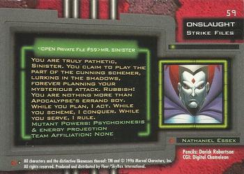 1996 Ultra Marvel Onslaught #59 Mr. Sinister Back