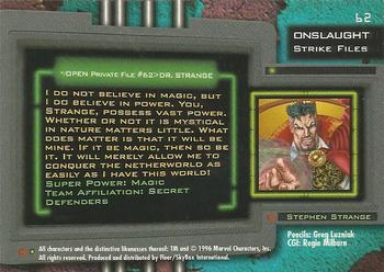 1996 Ultra Marvel Onslaught #62 Dr. Strange Back
