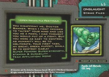 1996 Ultra Marvel Onslaught #65 Hulk Back