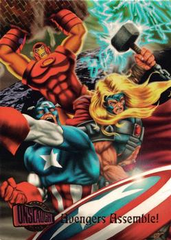 1996 Ultra Marvel Onslaught #70 The Avengers (Avengers Assemble!) Front