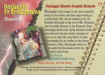 1996 Ultra Marvel Onslaught #72 Onslaught Absorbs Franklin Richards Back