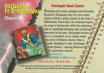 1996 Ultra Marvel Onslaught #73 Onslaught Sheds Xavier Back