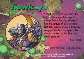 1996 Ultra Marvel Onslaught #87 Hawkeye Back