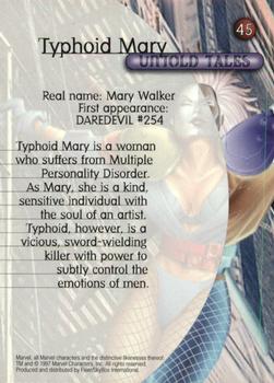 1997 Fleer/SkyBox Marvel Premium QFX #45 Typhoid Mary Back