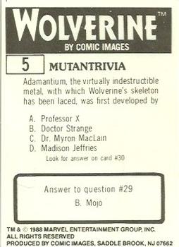 1988 Comic Images Marvel Universe III Wolverine #5 Juggernaut / Wolverine Back