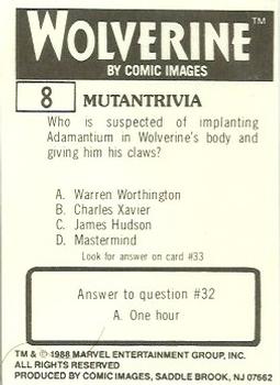 1988 Comic Images Marvel Universe III Wolverine #8 Attraction Back