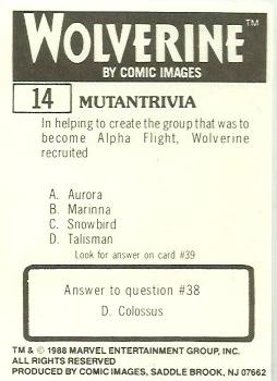 1988 Comic Images Marvel Universe III Wolverine #14 Solitude Back