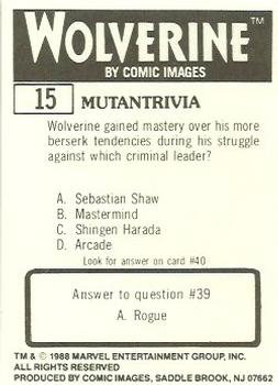1988 Comic Images Marvel Universe III Wolverine #15 Eye to Eye Back