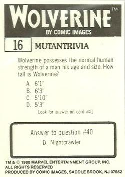 1988 Comic Images Marvel Universe III Wolverine #16 