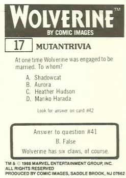 1988 Comic Images Marvel Universe III Wolverine #17 Re-Match Back
