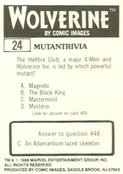 1988 Comic Images Marvel Universe III Wolverine #24 Ready Back