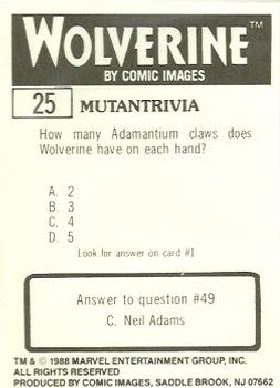 1988 Comic Images Marvel Universe III Wolverine #25 At Odds Back