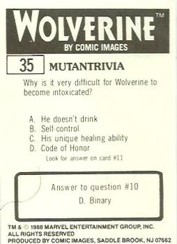 1988 Comic Images Marvel Universe III Wolverine #35 Dead End Back
