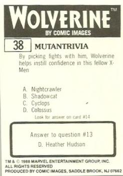1988 Comic Images Marvel Universe III Wolverine #38 Nightmare / Wolverine Back