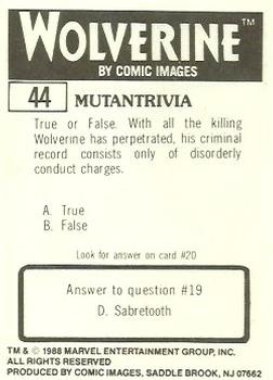 1988 Comic Images Marvel Universe III Wolverine #44 Saved Back