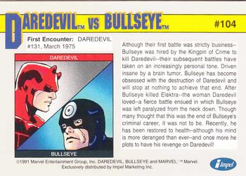 1991 Impel Marvel Universe II #104 Daredevil vs. Bullseye Back