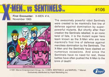 1991 Impel Marvel Universe II #106 X-Men vs. Sentinels Back