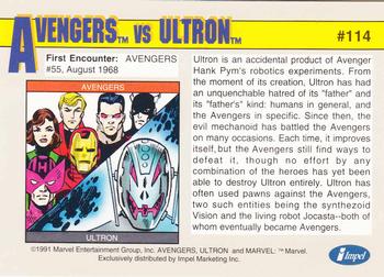 1991 Impel Marvel Universe II #114 Avengers vs. Ultron Back