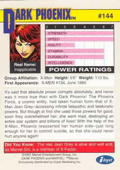 1991 Impel Marvel Universe II #144 Dark Phoenix Back