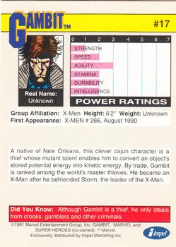 1991 Impel Marvel Universe II #17 Gambit Back