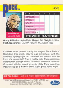 1991 Impel Marvel Universe II #23 Puck Back