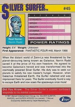 1991 Impel Marvel Universe II #45 Silver Surfer Back