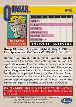 1991 Impel Marvel Universe II #49 Quasar Back